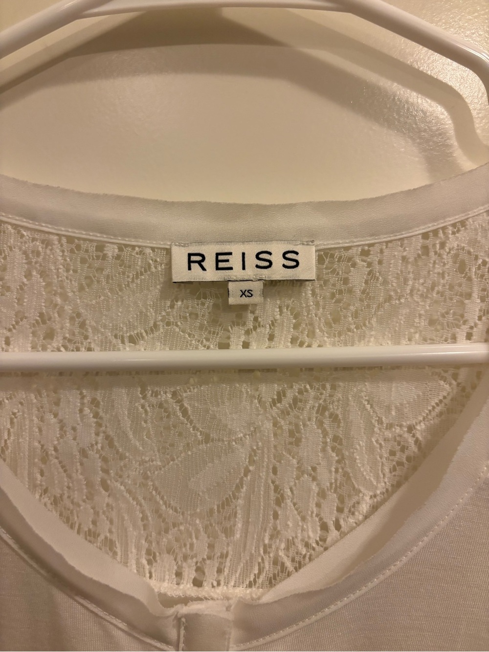Women’s Reiss White Lace-Back Chemise tee/top lightweight. Sz XS